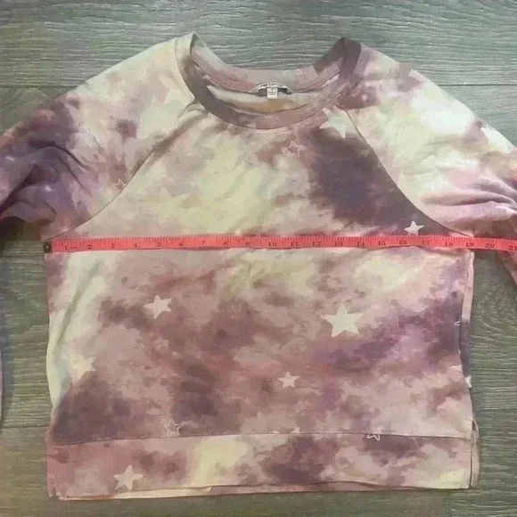 Wildfox Purple and White Tie Dye Crew Neck Sweatshirt with Stars Size S - Picture 7 of 7